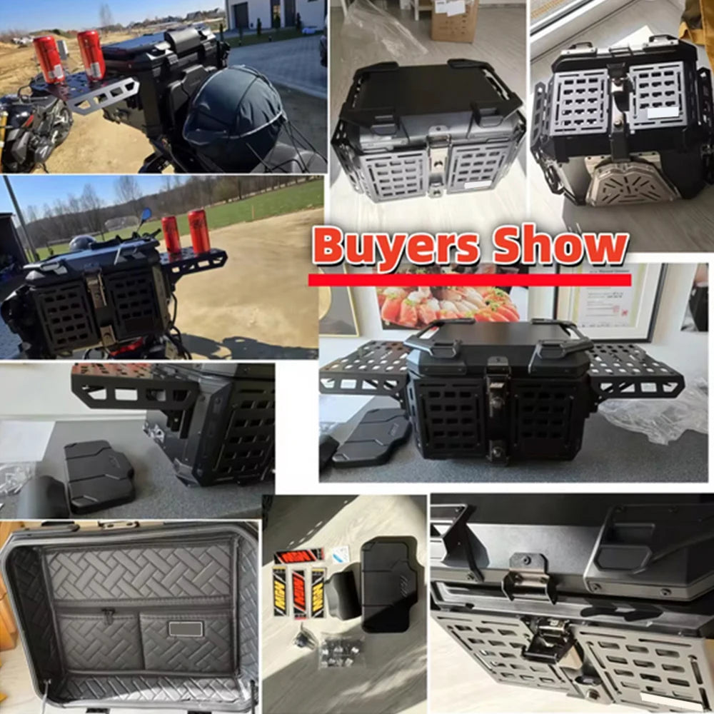 45/55L Motorcycle Helmet Box Aluminum Top Tail Rear Luggage Storage Tool Cases Lock Trunk For YAMAHA For Honda For BMW