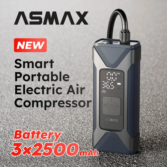ASMAX Motorcycle Air Pump 7500mAh Tyre Electric Inflator Pump 160PSI Portable Inflator Pump for Car Bicycle Balls Air Compressor