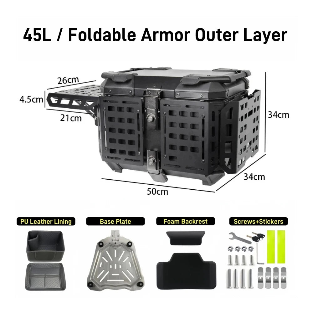 45/55L Motorcycle Helmet Box Aluminum Top Tail Rear Luggage Storage Tool Cases Lock Trunk For YAMAHA For Honda For BMW