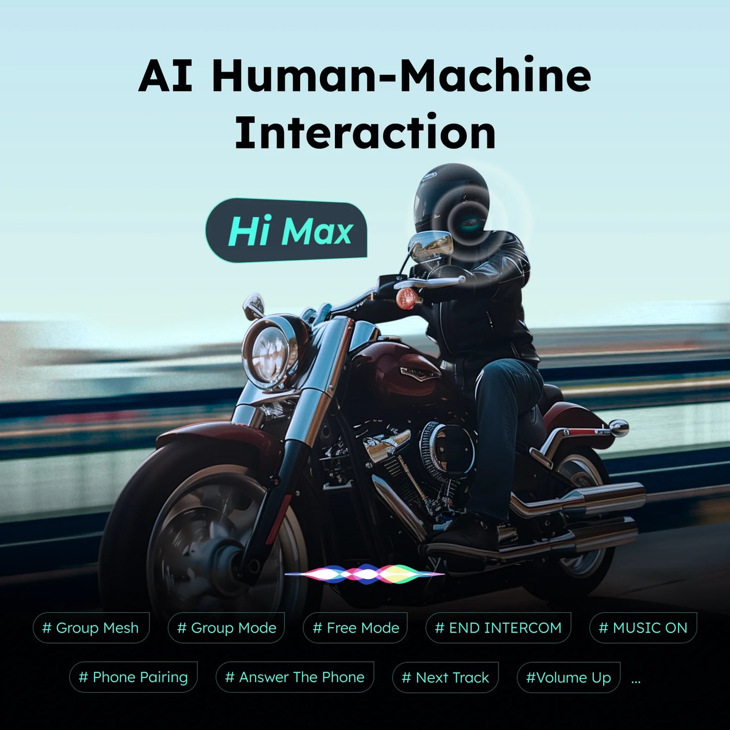 ASMAX F1 Motorcycle Intercom Helmet Bluetooth Headset 10 Riders 1800m Communicator Waterproof BT5.3 Interphone Ai Voice Control