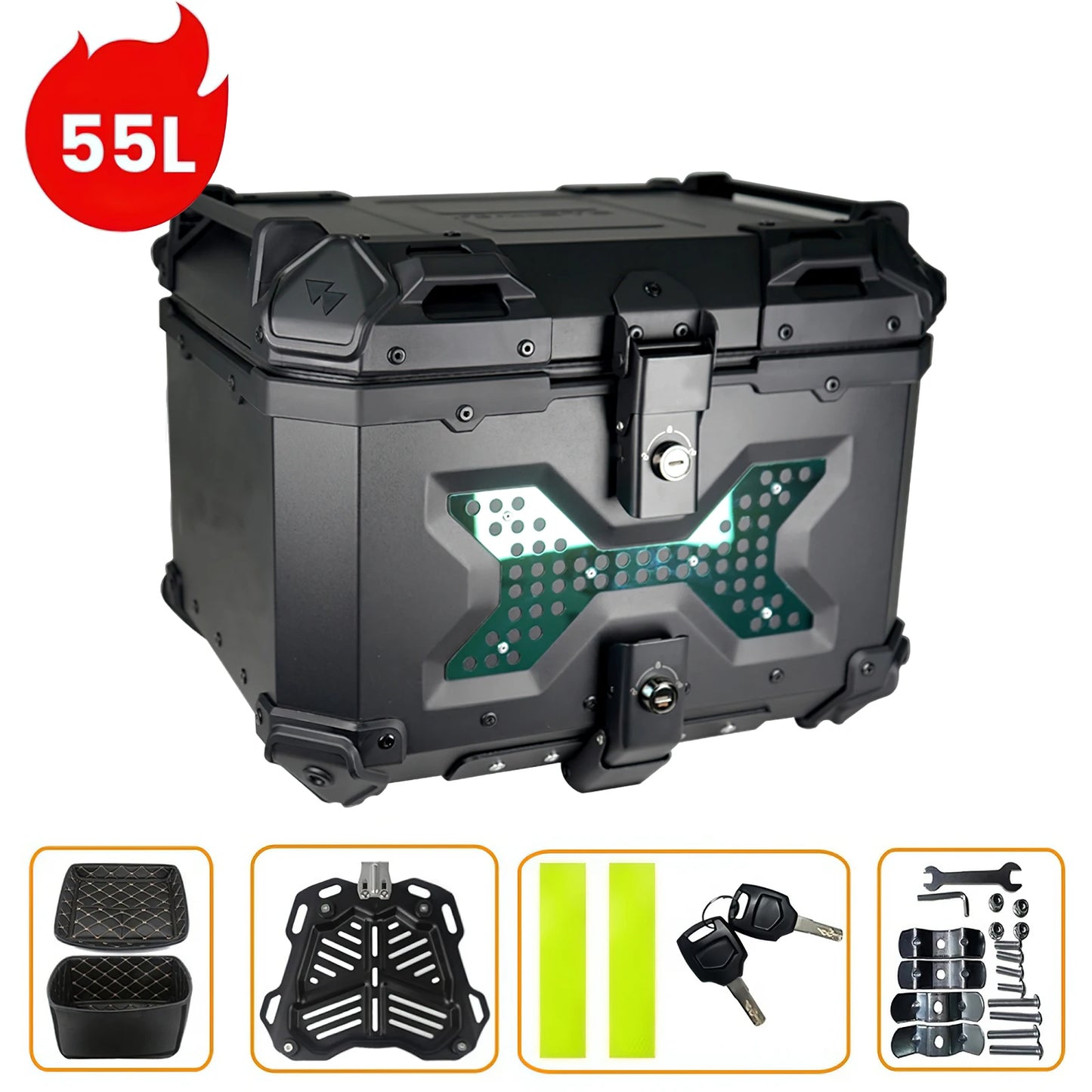 45/55/65L Aluminum Motorcycle Trunk Tail Box Universal Motorcycle Top Case Helmet Box Multi-function Motorcycle Rear Luggage