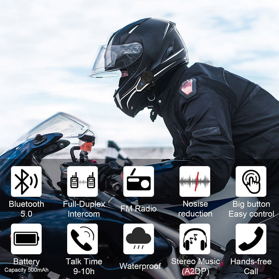 BT-S3 Motorcycle Helmet Intercom Headset Headphones BTS3 Motorbike Communication System FM Radio 3 Riders Walkietalkie