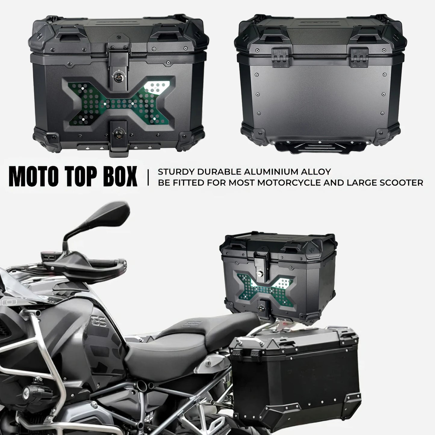 45/55/65L Aluminum Motorcycle Trunk Tail Box Universal Motorcycle Top Case Helmet Box Multi-function Motorcycle Rear Luggage