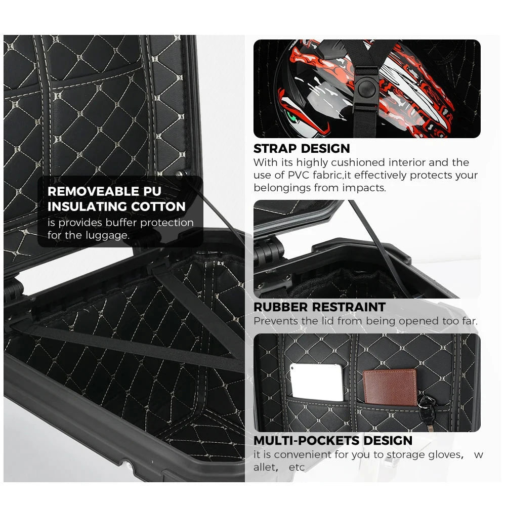 45/55/65L Aluminum Motorcycle Trunk Tail Box Universal Motorcycle Top Case Helmet Box Multi-function Motorcycle Rear Luggage