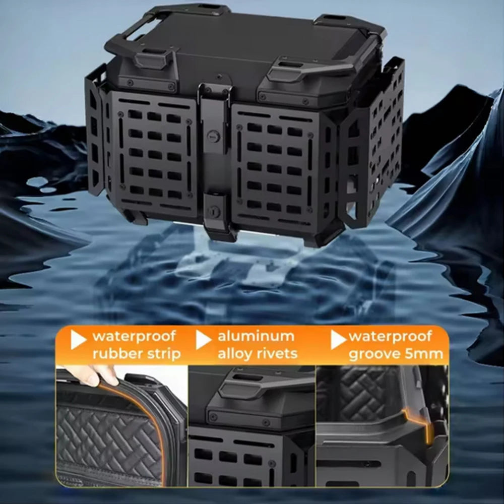 45/55L Motorcycle Helmet Box Aluminum Top Tail Rear Luggage Storage Tool Cases Lock Trunk For YAMAHA For Honda For BMW