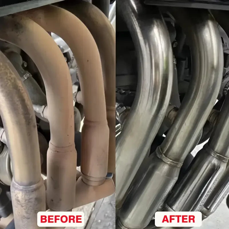 Exhaust Pipe Renewal Spray–Revive Dull Metal,Restore Shine and Texture–High-Temperature Surface Cleaner for Cars and Motorcycles