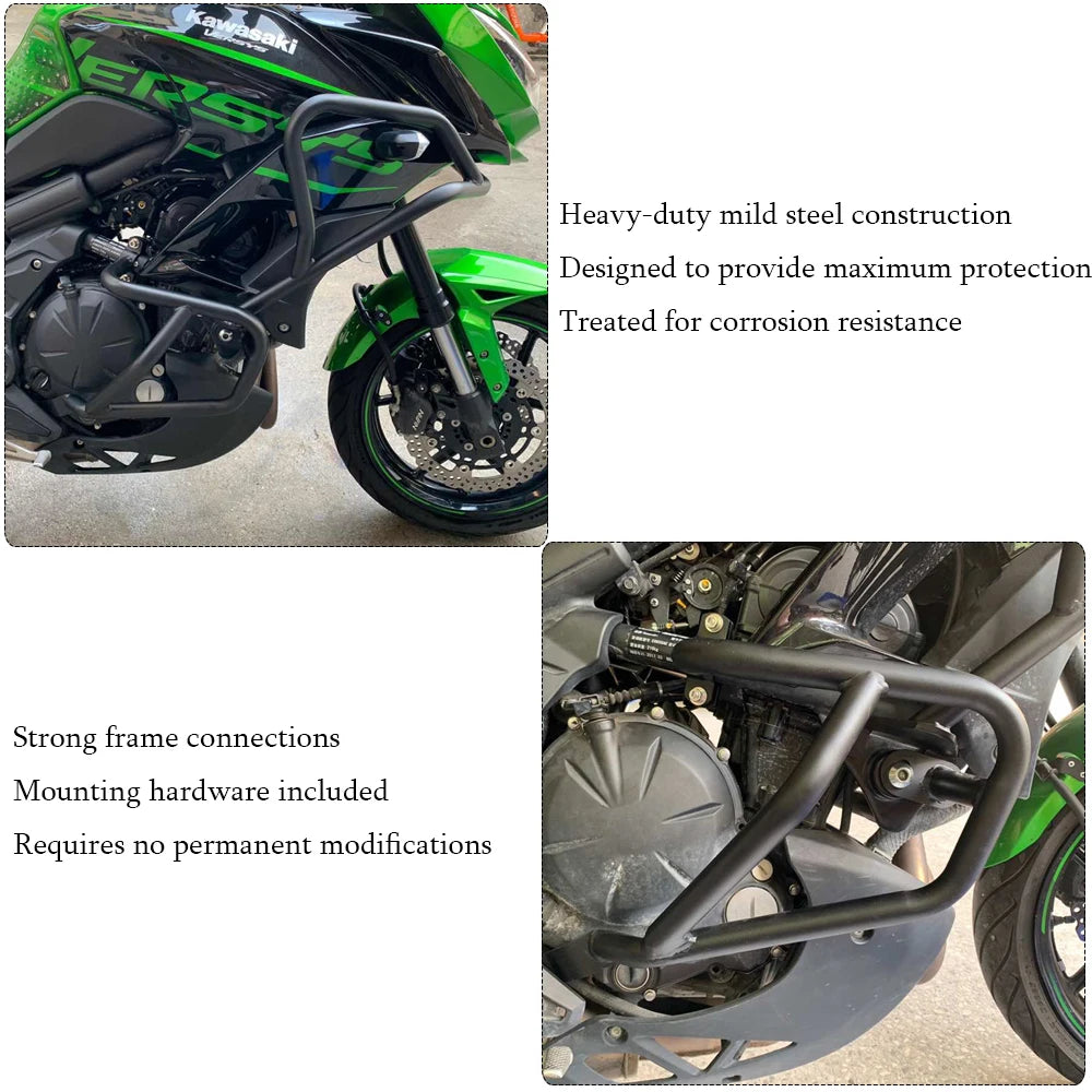 Motorcycle Lower or Upper Crash Bars Engine Guards Frame Protector For Kawasaki Versys 650 2015 2016 2017 2018 2019 2020 2021