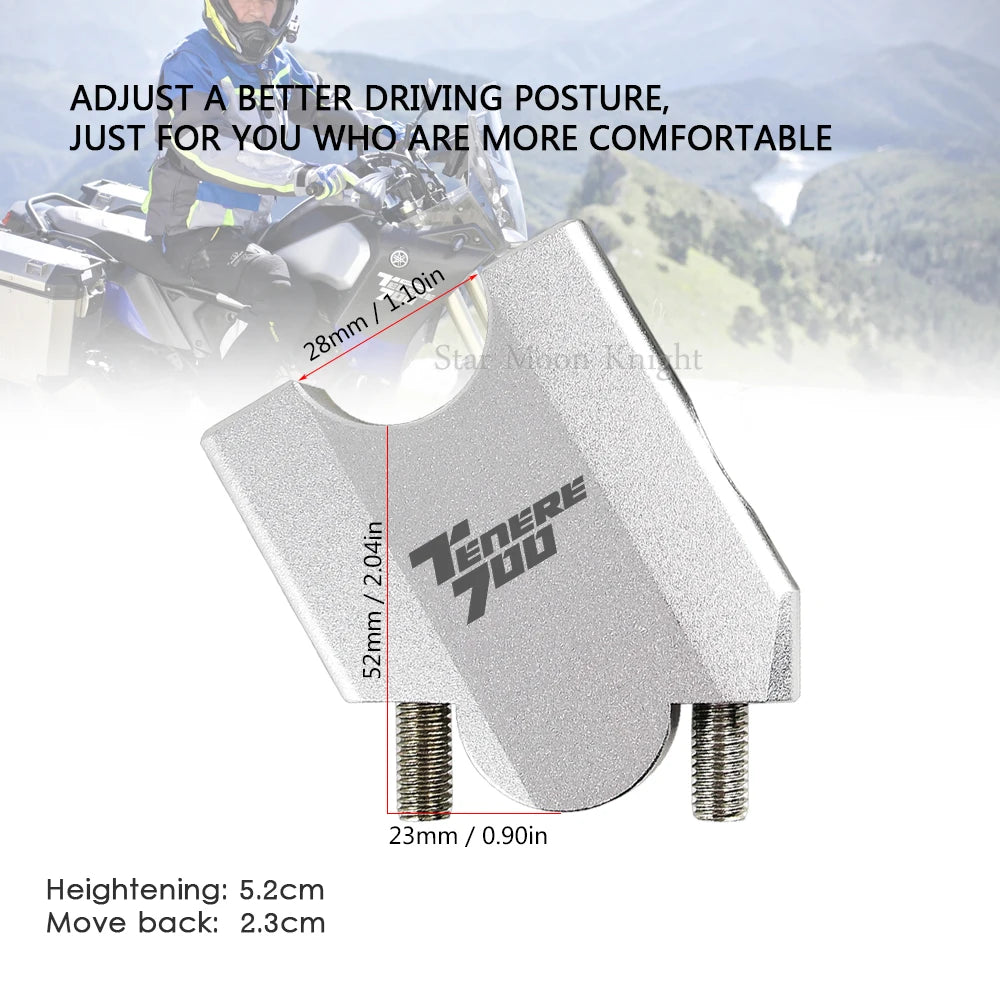 Motorcycle HandleBar Riser Handle Bar Mount Clamp Adapter For Yamaha Tenere 700 Tenere700 XT700Z XTZ 700 T7 T700 2019 -