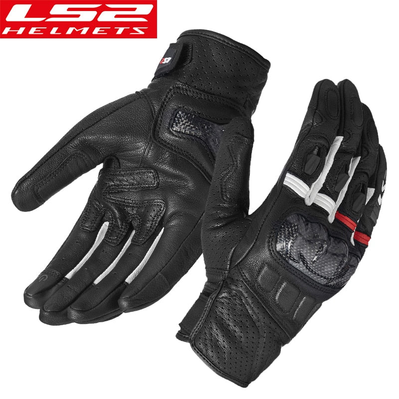 LS2 MG006 Motorcycle Riding Gloves ls2 genuine leather guantes para moto carbon fiber shell full finger breathable windproof