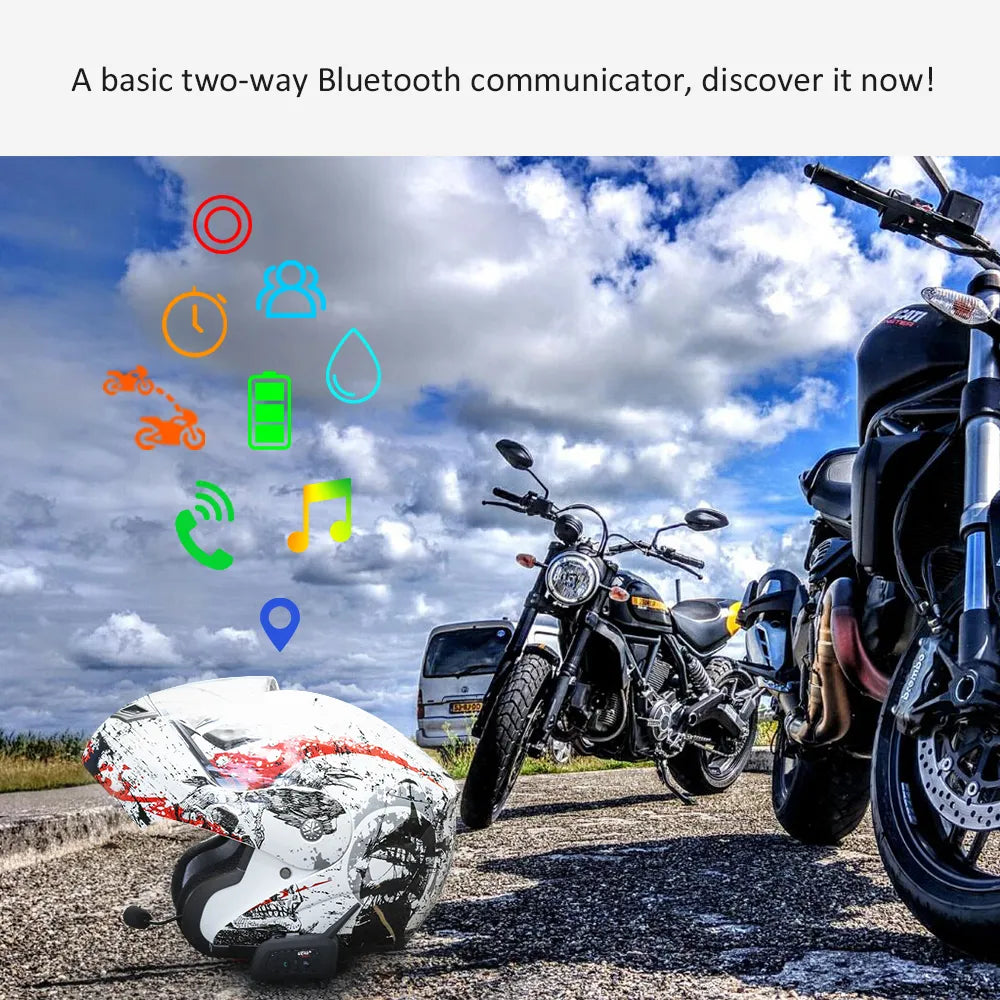 EJEAS V6 PRO Bluetooth Motorcycle Helmet Intercom Headset with 1200M BT Interphone Communicator for 6 Riders Waterproof