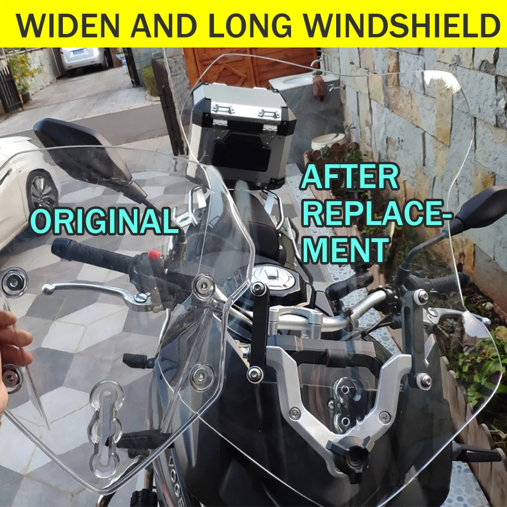 For Loncin VOGE 500DS 500 DS 650 650DS Motorcycle Heightening Widening Windshield Front Wind Shield Deflector Windscreen Guard