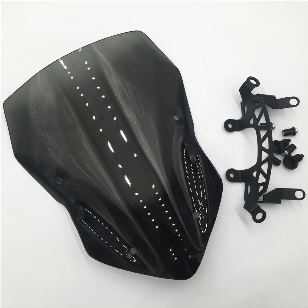 Motorcycle High Quality Windshield WindScreen Smoke Black Screen W/ Bracket Accessories For Kawasaki Z900 2017