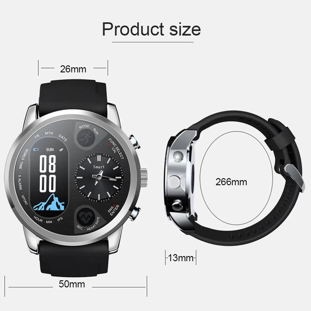 T3PRO t3 Dual Time Hybrid Watch Japanese Quartz Movement IPS Screen Message Display Call Reminder Heart Rate for Ios Android