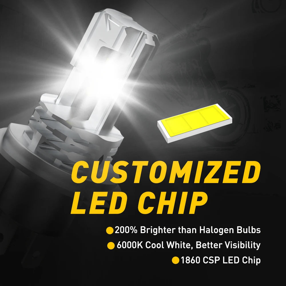 AUXITO 1/2x H4 9003 LED Hi/Lo Beam Canbus No Error Car Motorcycle Headlight Bulb CSP Fanless H4 HB2 LED Light Auto Moto Headlamp