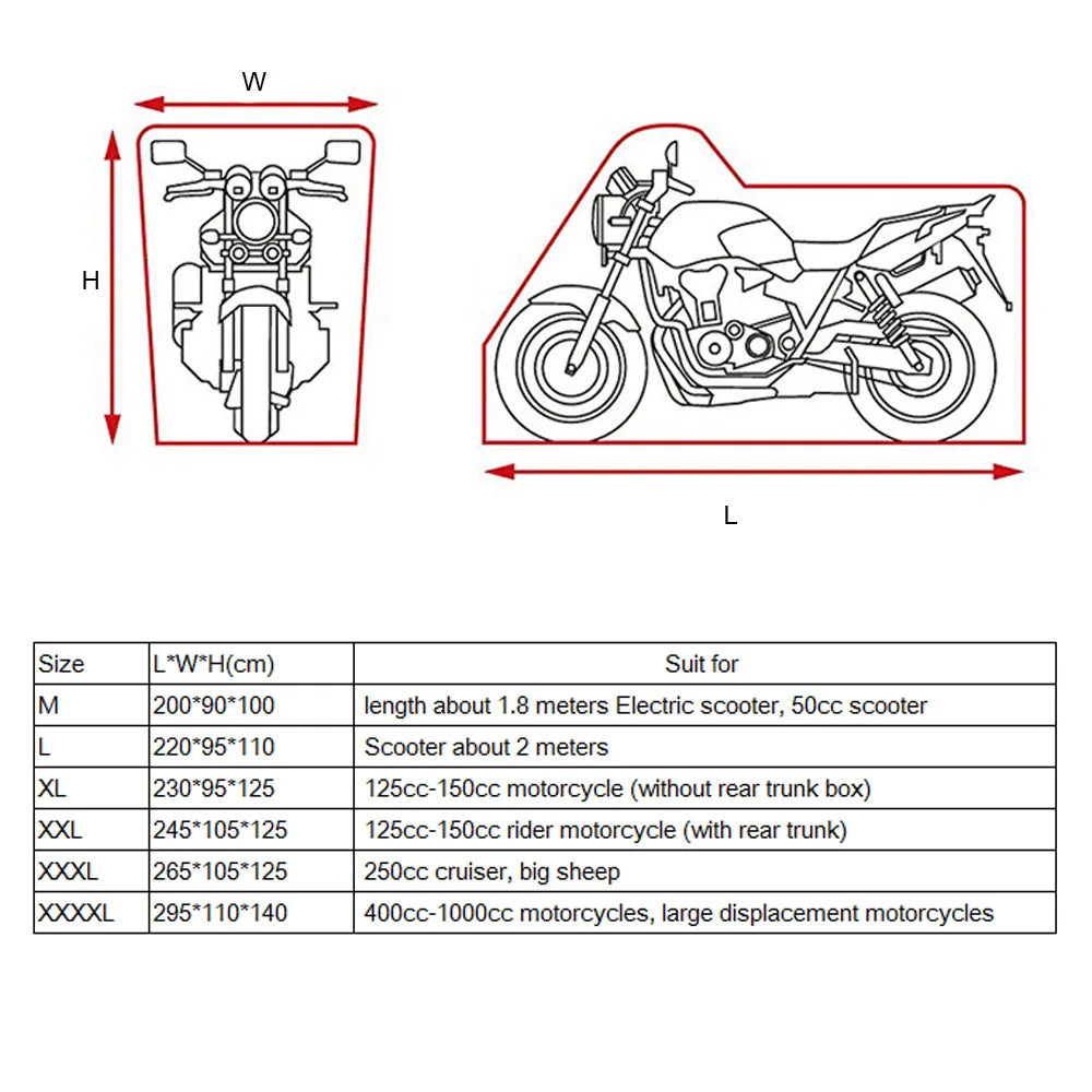 Motorcycle Cover 300D Polyester Covers Moto Scooter Raincoat Waterproof Protection for Honda Suzuki Kawasaki Yamaha BMW