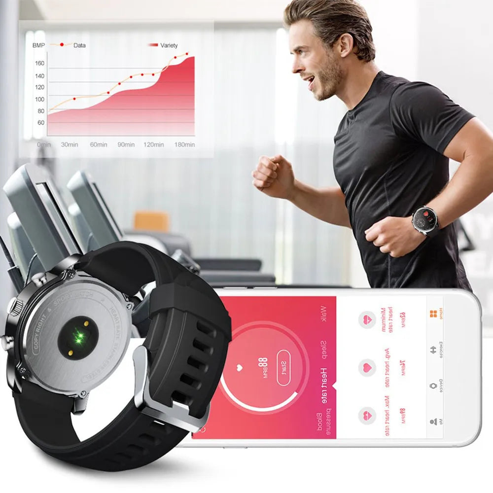 T3PRO t3 Dual Time Hybrid Watch Japanese Quartz Movement IPS Screen Message Display Call Reminder Heart Rate for Ios Android