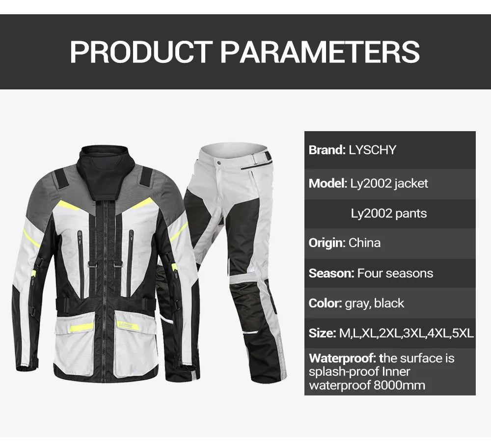 Motorcycle Jacket Pants Suit Autumn Winter Waterproof Cold-proof Motorbike Riding Moto Jacket Touring CE Protective Gear