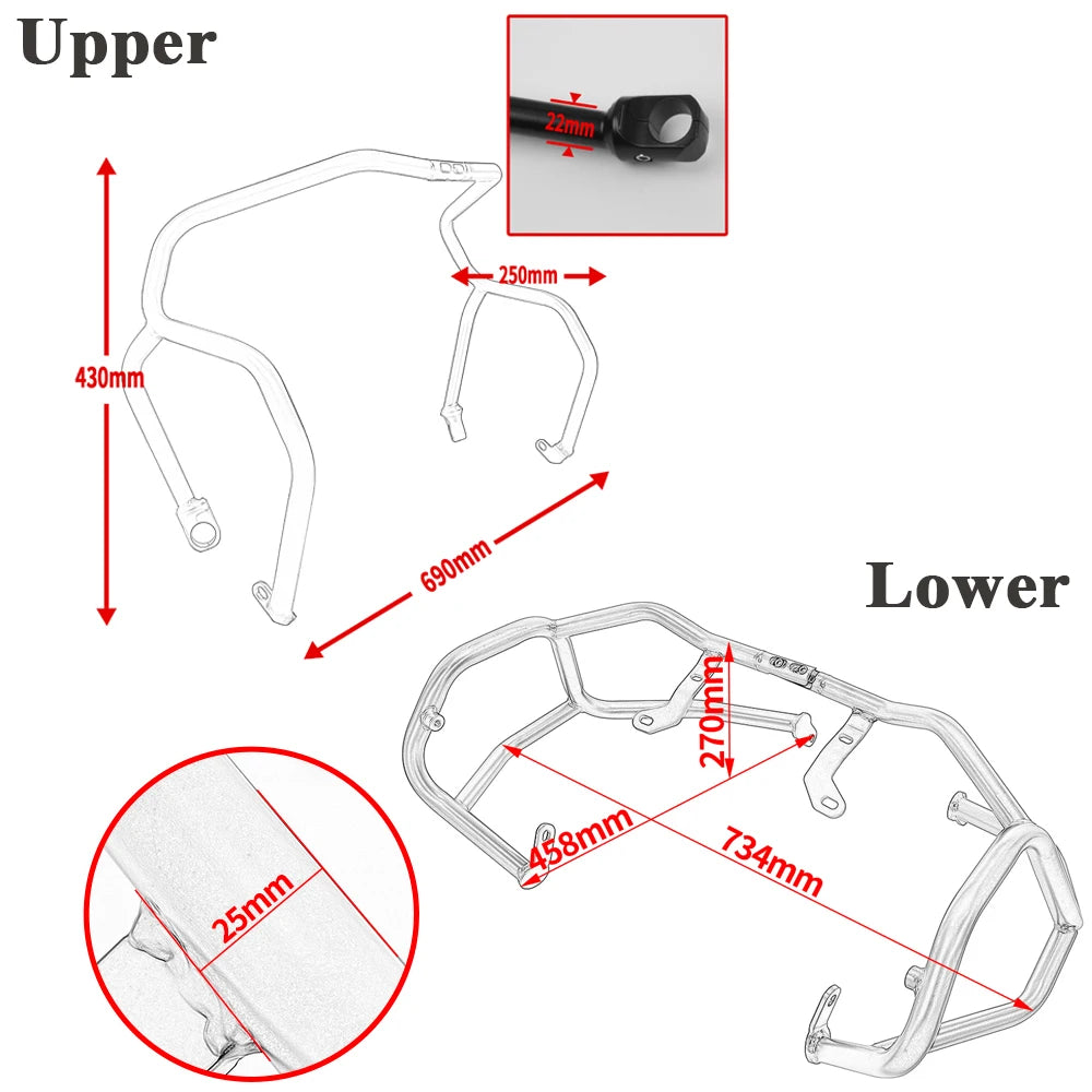 Motorcycle Accessories Engine Guard Crash Bars Bumper Frame Protector Fairing For KTM 790 Adventure R 790 ADV 2019-2023 Black US