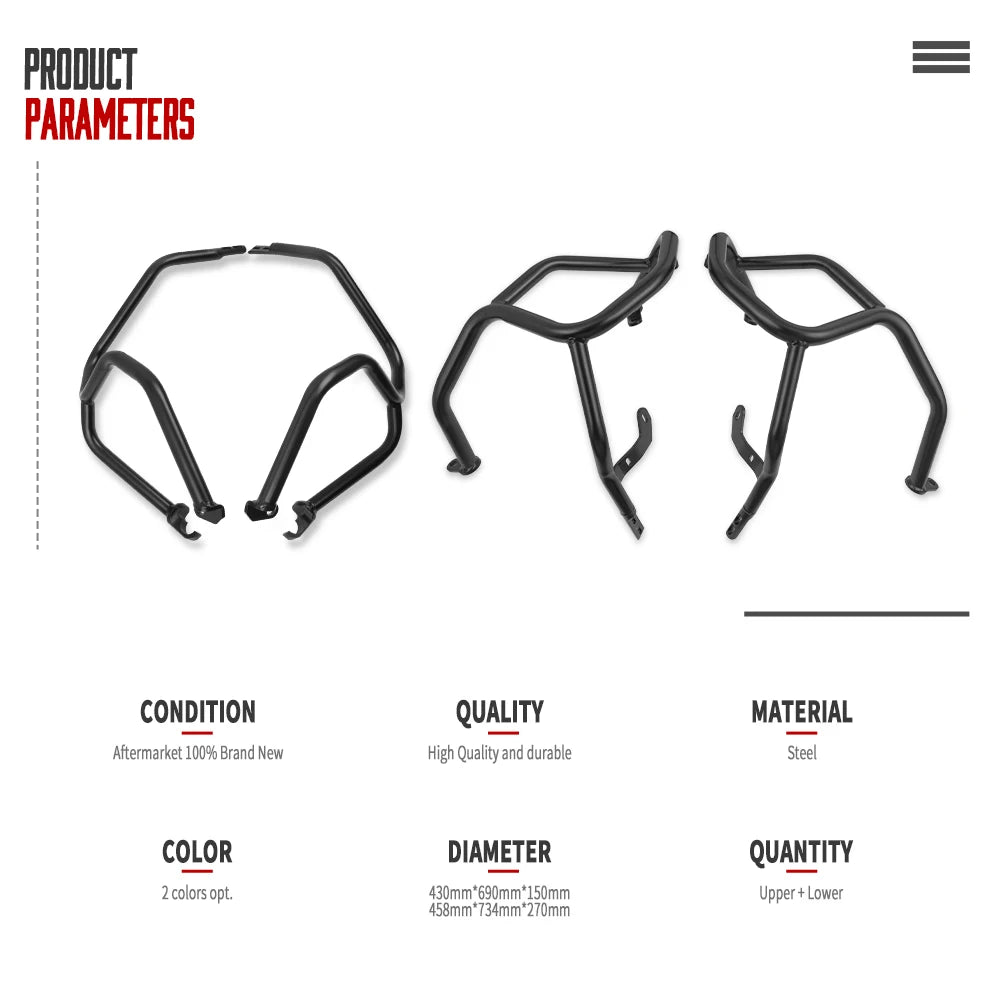 Motorcycle Accessories Engine Guard Crash Bars Bumper Frame Protector Fairing For KTM 790 Adventure R 790 ADV 2019-2023 Black US