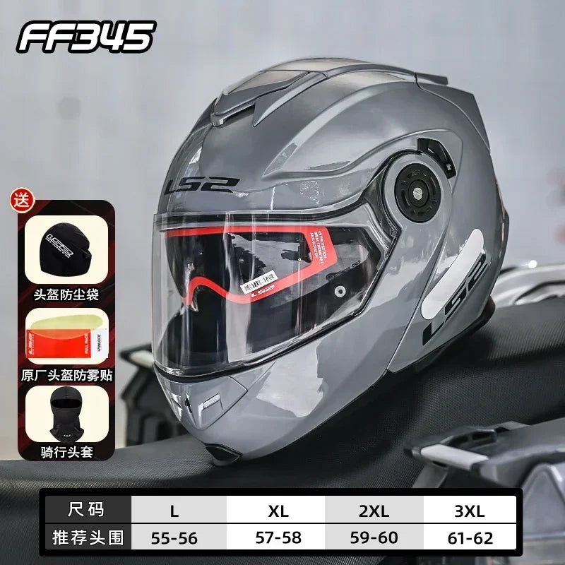 LS2 FF345 Flip Up Motorcycle Helmet Personalised Dual Lens Capacete LS2 Modular Helmets Motorbike Racing Helmet Cascos Para Moto
