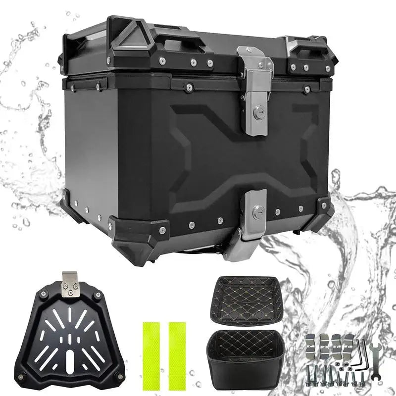 45L Portable Aluminum Motorcycle Trunk Box Waterproof Universal Motorcycle Tail Box Multifunctional Motorcycle Rear Storage Box