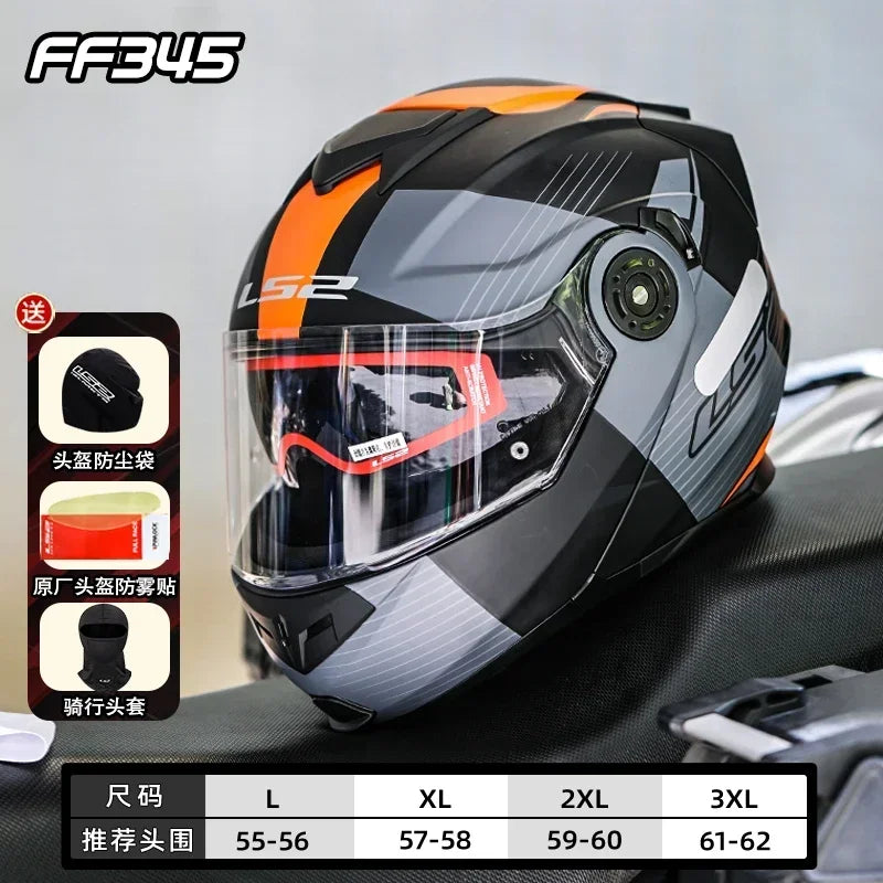 LS2 FF345 Flip Up Motorcycle Helmet Personalised Dual Lens Capacete LS2 Modular Helmets Motorbike Racing Helmet Cascos Para Moto