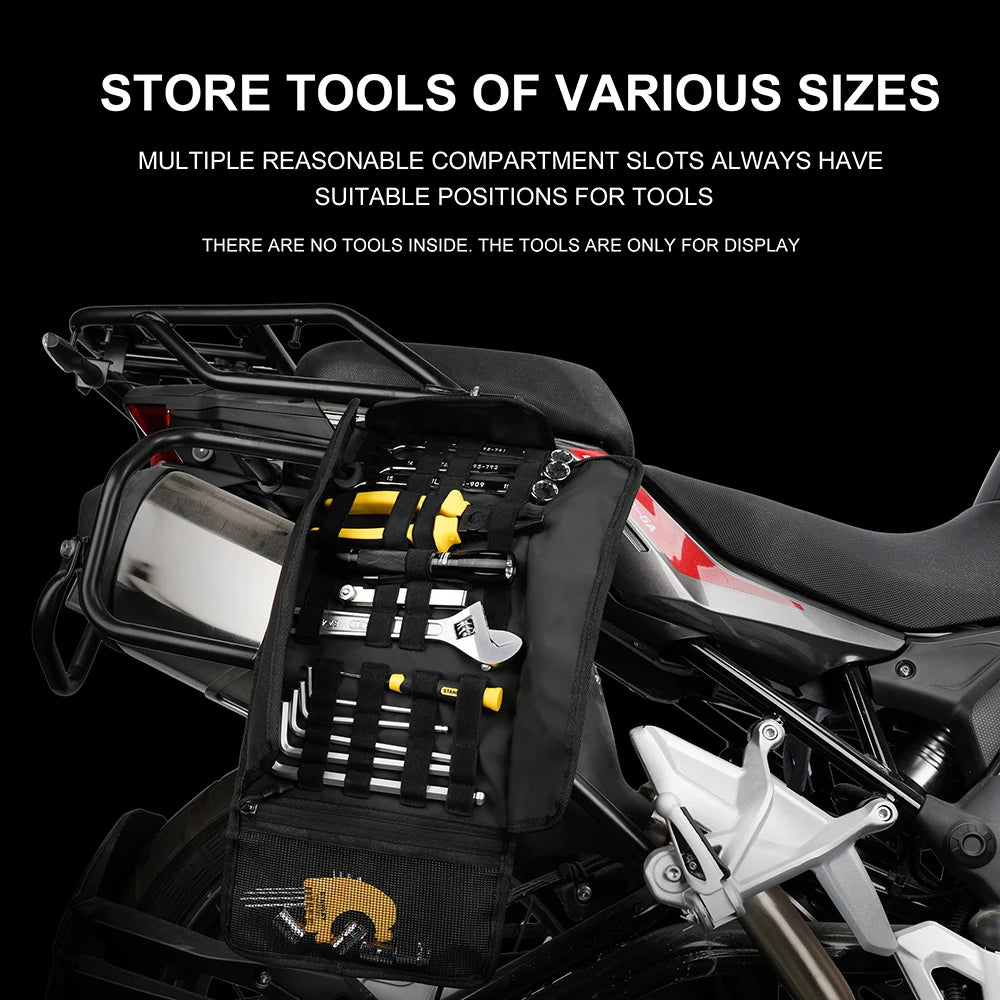 Rhinowalk Motorcycle Tool Bag Roll Toolkit Saddle Bag Portable Repair Kit Storage Pouch Universal Large Capacity Side Tool Bag