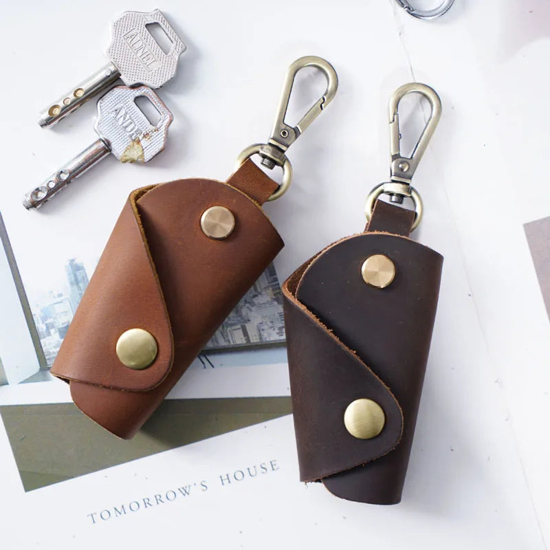 Fromtheon Genuine Leather Handmade Men's Mini Key Case Personality Creative Lady Door Key Storage Crazy Horse Leather Case