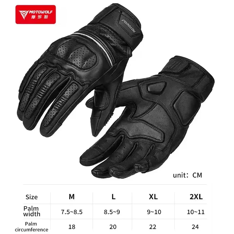 Summer Retro Perforated Leather Motorcycle Gloves Men Women Full Finger Motocross Biker Glove Guantes Moto Equipment M-XXL