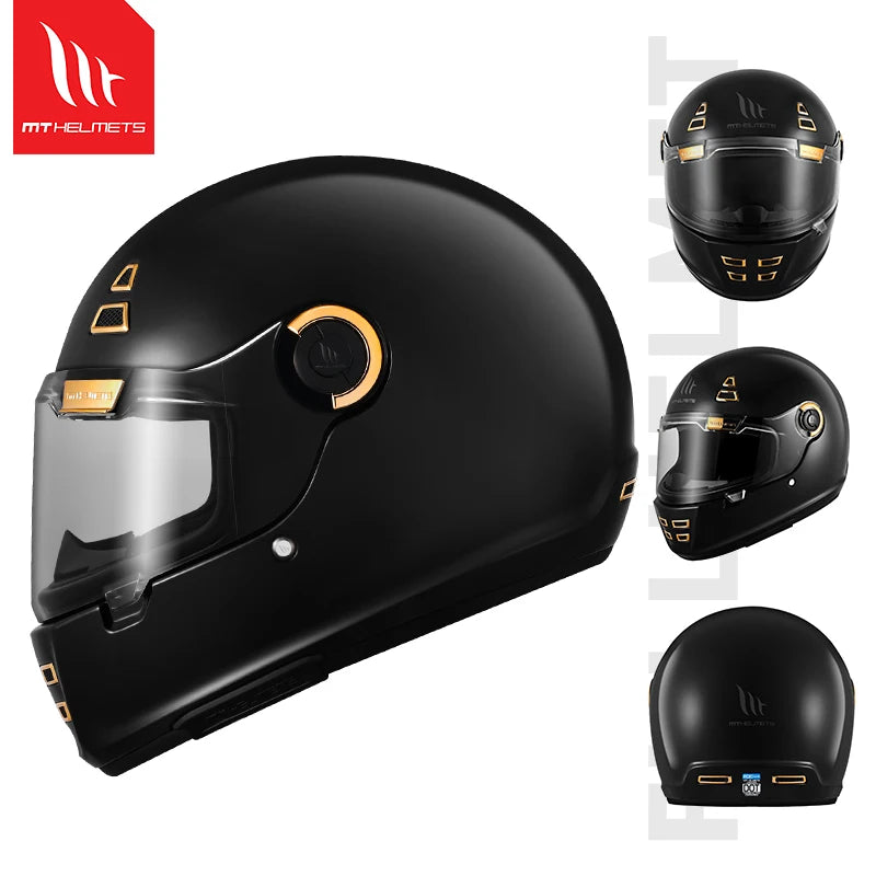 MT Jarama SV Retro Helmet Cruise Motorcycle Vintage Full S Helmet ECE2206 DOT Casco MT Cafe Racer Helmet for Triumph Thruxton R