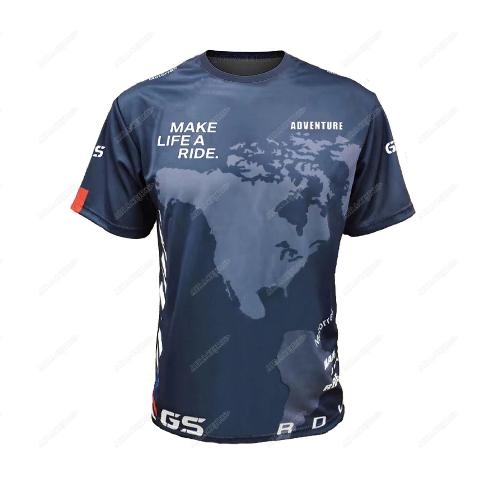 Motorrad For BMW R1250 GS Motorcycle Motorsport Racing Jerseys ADVENTURE Riding Sports Travel T-Shirt Summer Quick Dry Dark Blue
