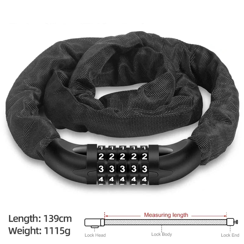 Xunting Bicycle Lock Heavy Duty Bike Chain Lock Anti-Theft Security 6MM Thick Chain for Motorcycle Door Scooter with 2 Keys