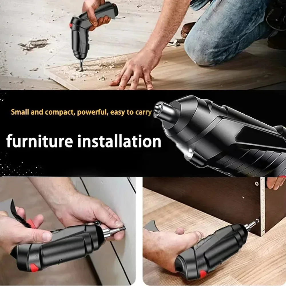3.6V Screwdriver Kit Rechargeable Lithium Battery Cordless Electric Screwdriver Drill Kit Folding Home Power Tools