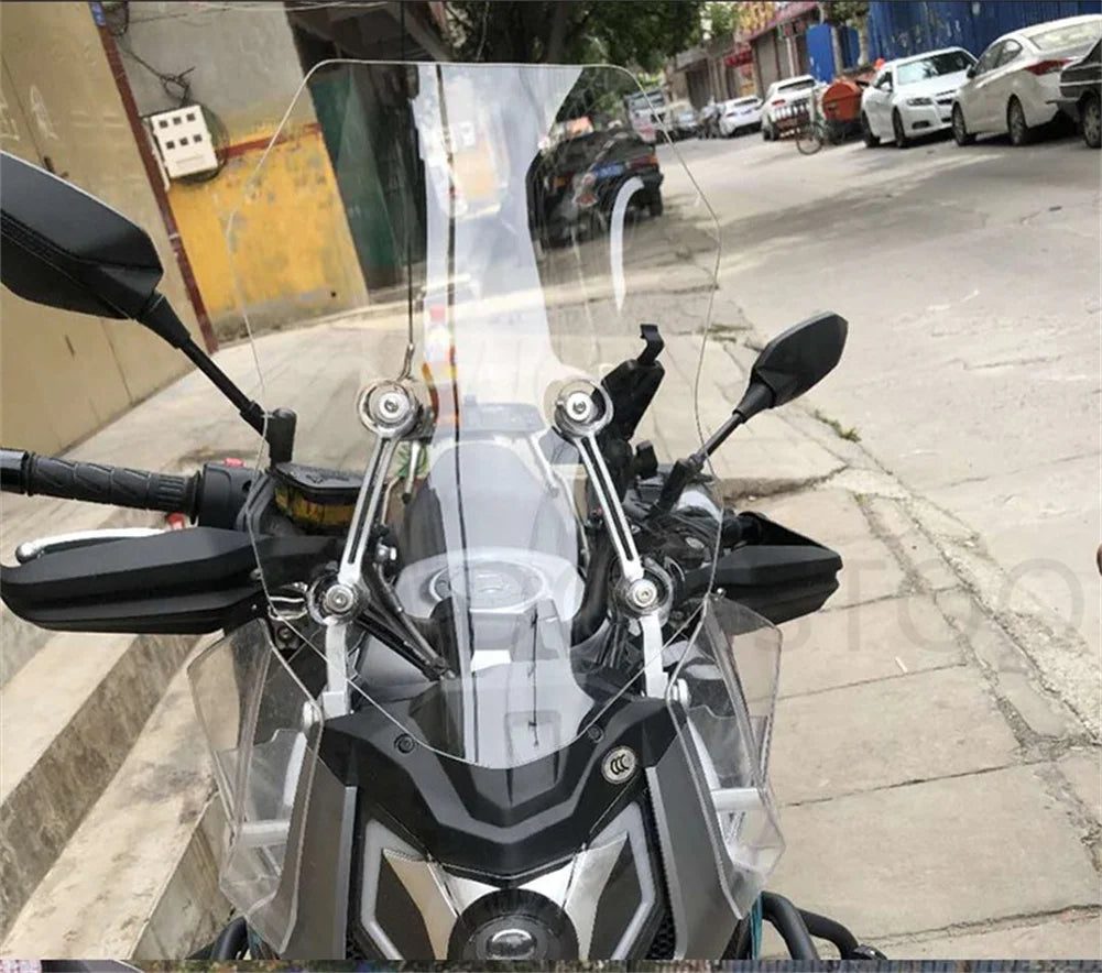 54cm/59cm/64CM Height Motorcycle Accessories Windshield Hd Transparent Heighten for Cfmoto 650mt Cf650-3 Grey/Transparent