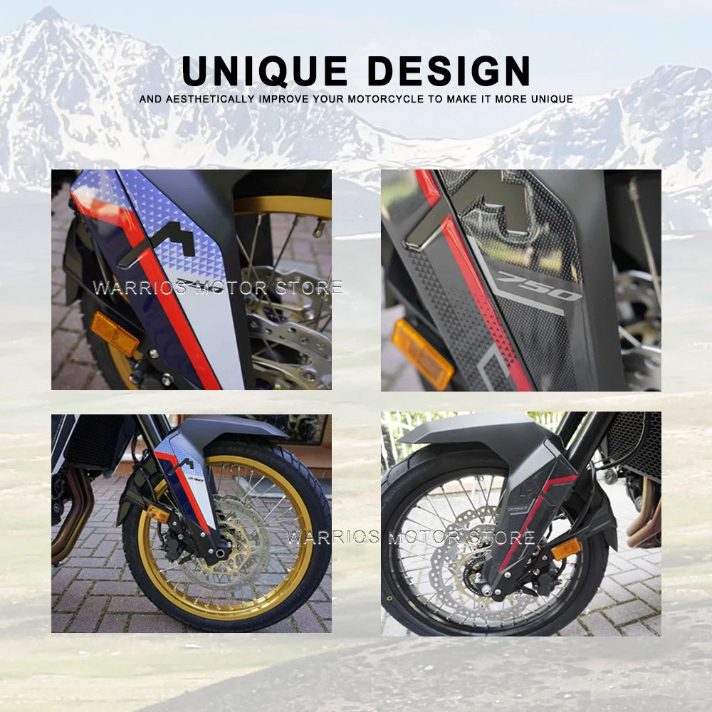 Motorcycle 3D Gel Resin Stickers Kit Guards Front Fender For HONDA XL750 TRANSALP DAL 2023