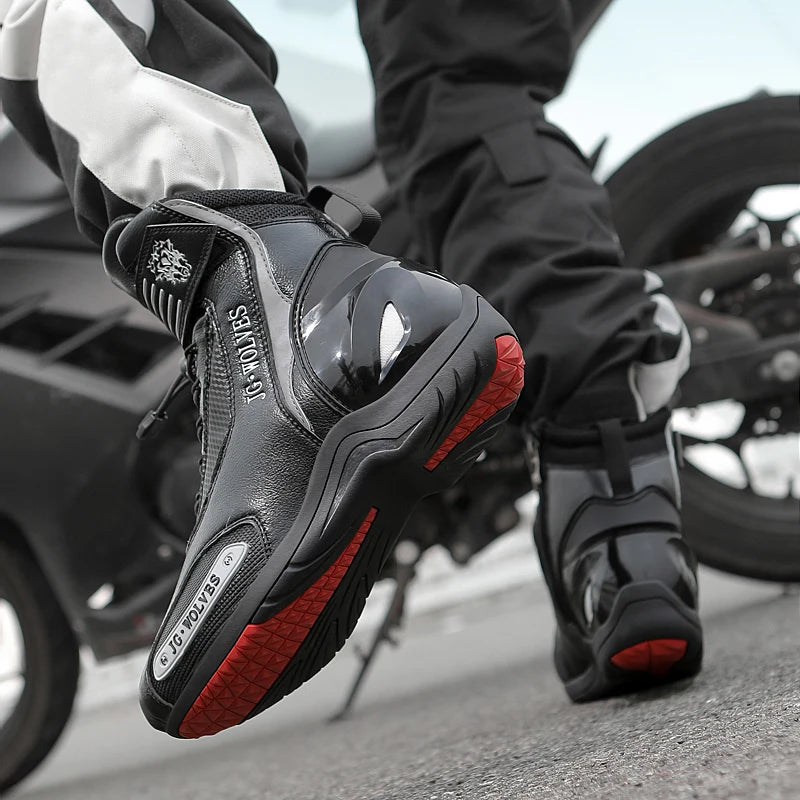New Motorcross Riding Shoes Microfiber Men Women Motorcycle Racing Protective Ankle Boots Anticollision Non-slip New Moto Boots