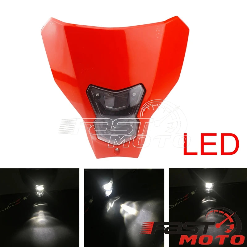 LED CRF Headlight Supermoto Redmoto Daytime Running Light Front Lamp Mask Fairing for Honda CRF CR 125 250 450 110 R X RX L