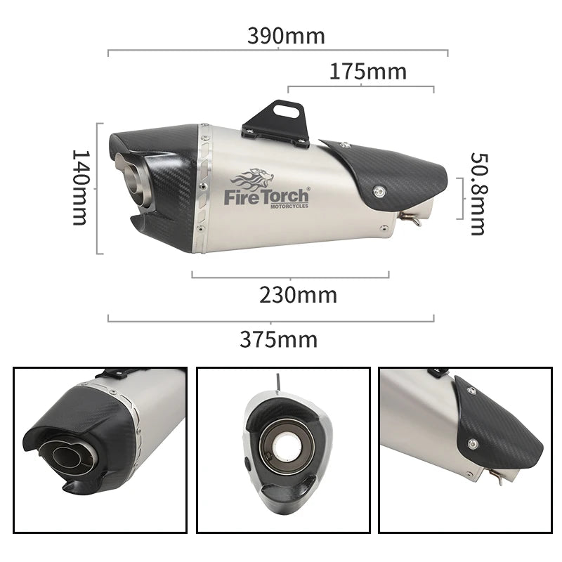 51mm Universal Motorcycle Exhaust Escape System Modified Carbon Fiber Muffler Slip-On For MT09 CB1000R Z900 ZX6R ZX10R S1000RR