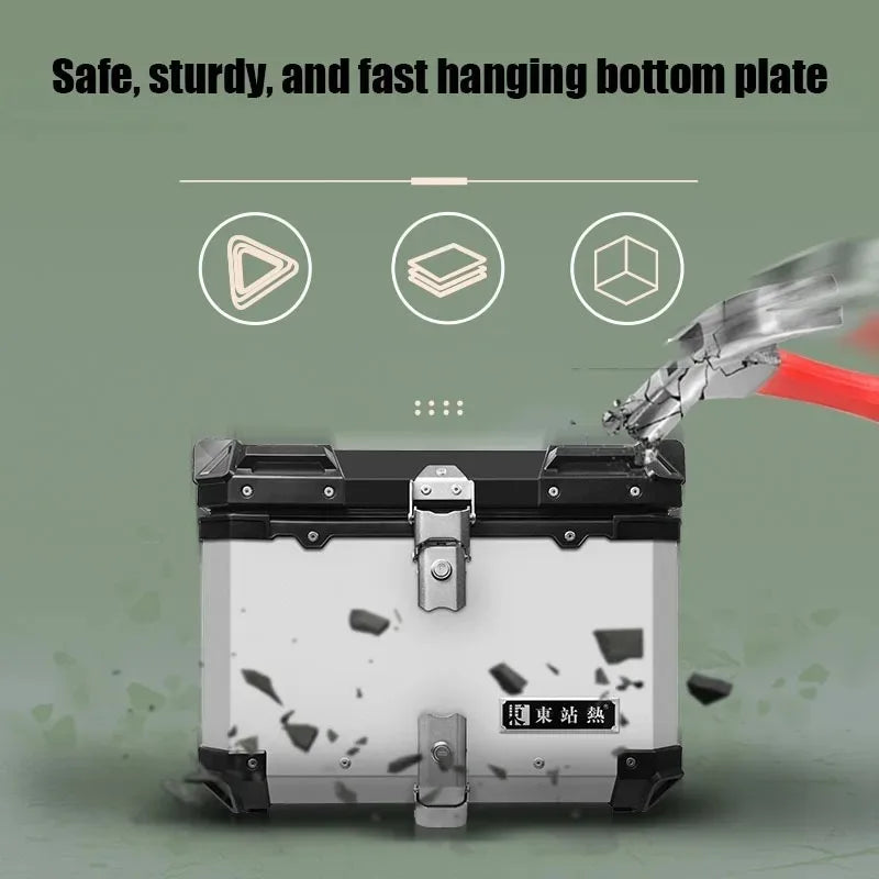 40L Aluminum Alloy Motorcycle Rear Top Case Luggage Storage Tail Box Waterproof Trunk Tool Box Motorcycle Universal Rear Cases