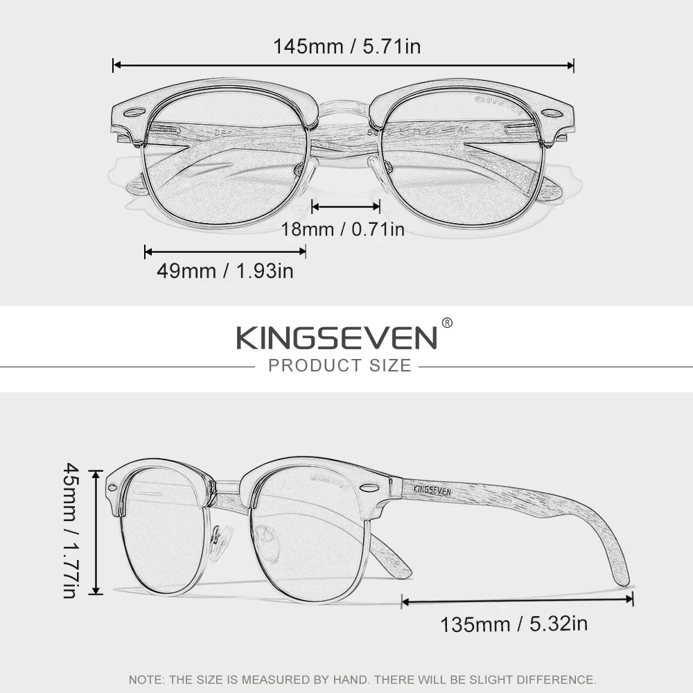 KINGSEVEN Walnut Wood Sunglasses for Man And Women Polarized Sun Glasses UV400 Protection Eyewear Accessory
