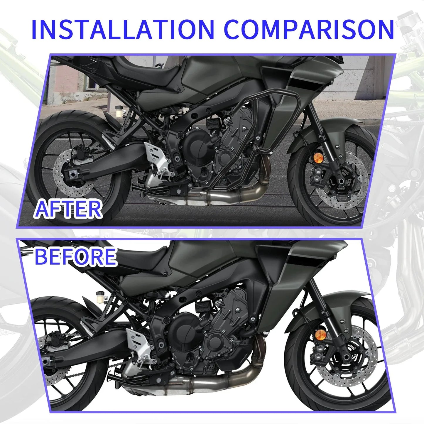 WOLFLINE for Yamaha Tracer 9 Engine Guard Bumper for Yamaha GT Highway Crash Bars Frame Bumper Protection Bars 2021-2025