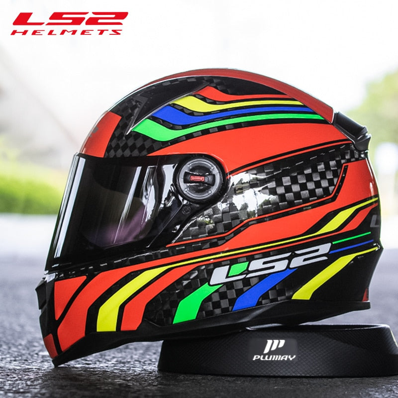 Original LS2 FF396 Carbon Fiber Motorcycle Helmet Ls2 Full Face Helmets Casco Casque Moto No Airbags Pump