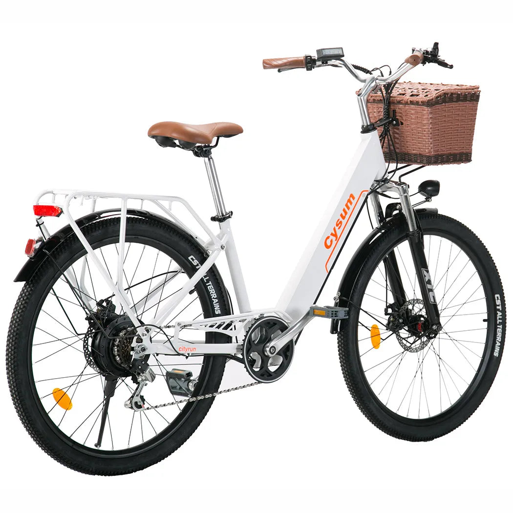 Cysum Cityrun Electric Bicycle 26'' Adult Men Women 250W Motor 25km/h E-Bike with 36V 10Ah Li-Battery Sports Cycling Vehicle