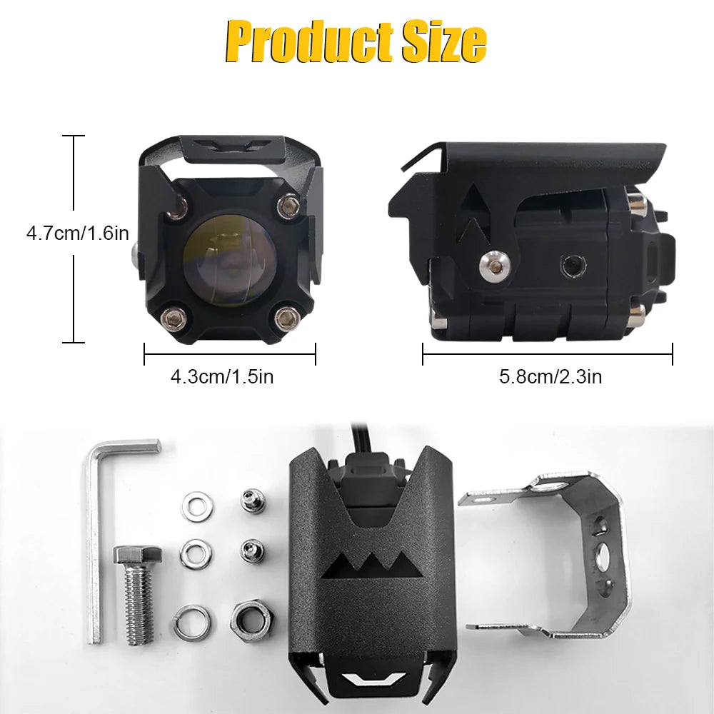 LED Motorcycle spotlight dual color white amber light Auxiliary motorcycle headlights fog lamp for Dirt Bike Trucks SUVs UTVs