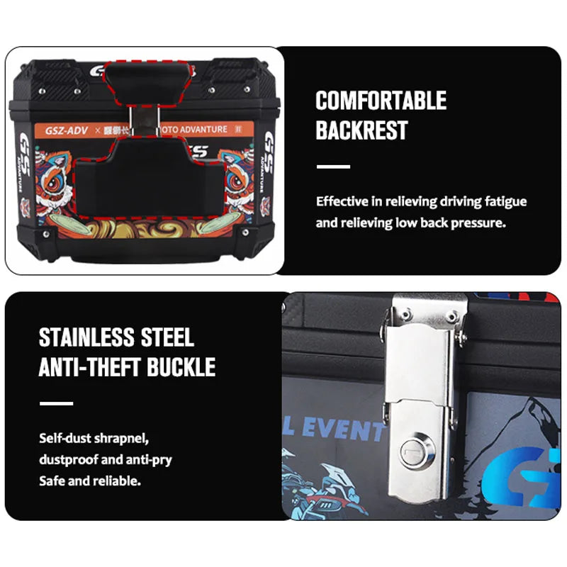 45L Motorcycle Tail Box Universal For R1200GS R1250GS F800GS F850GS G310gs F750gs Top Rear Luggage Tool Tail Box Large Capacity