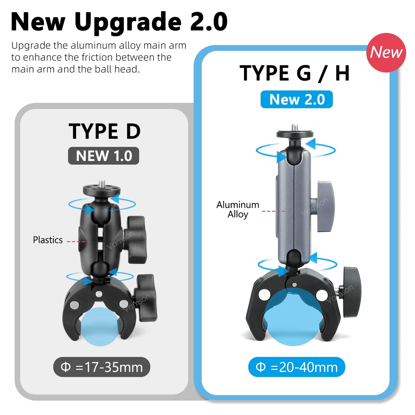 Vamson for GoPro 11 10 9 8 Motorcycle Accessories Holder Handlebar Mirror Mount Bike Bracket for DJI OSMO insta360 Action Camera