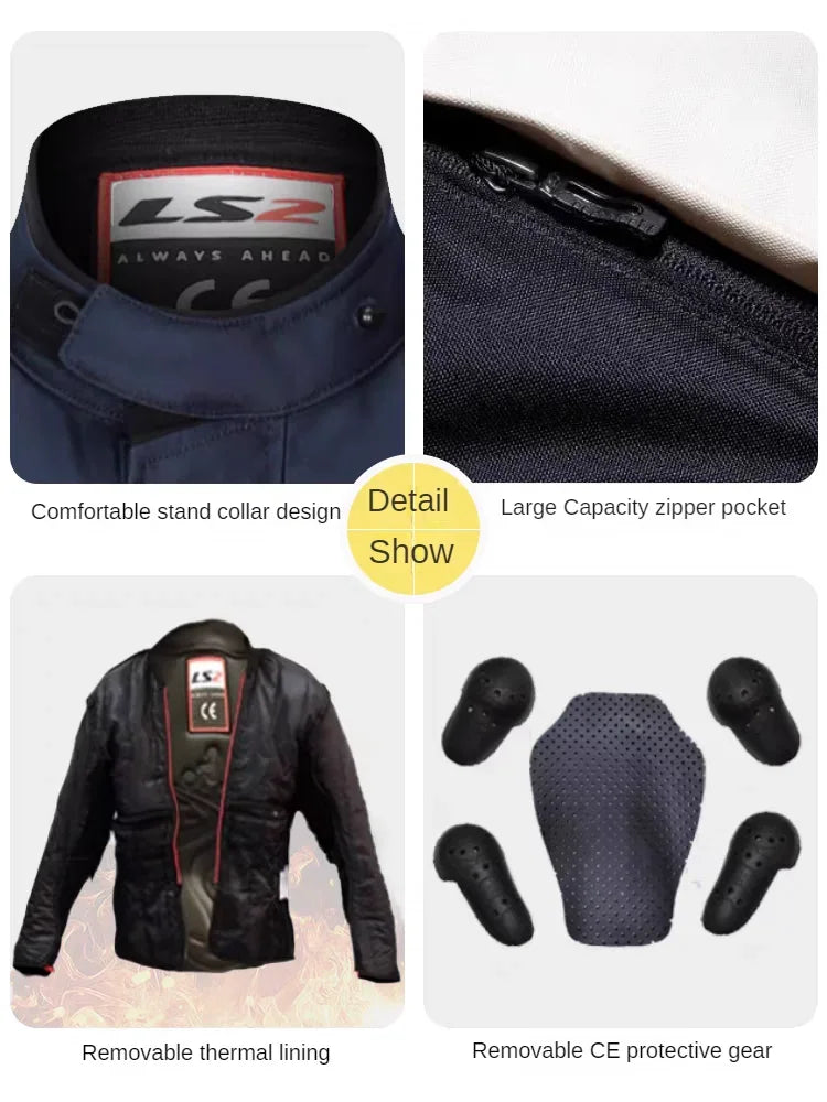 LS2 MJ-119 motorcycle jacket for men and women anti-fall warm waterproof motorcycle motorcycle four seasons