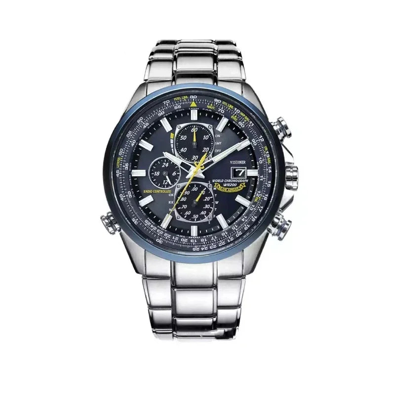 2025 New Men Watches Business Multi-Function Fancy Round Luxury Wristwatch Stainless Steel Band Quartz Watch with Date