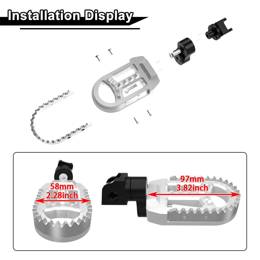 For Honda XL750 TRANSALP Kawasaki KLX250S KLX250R KLX300/650 Rotatable Footrest Footpegs Pedals Motorcycle Front Wide Foot Pegs