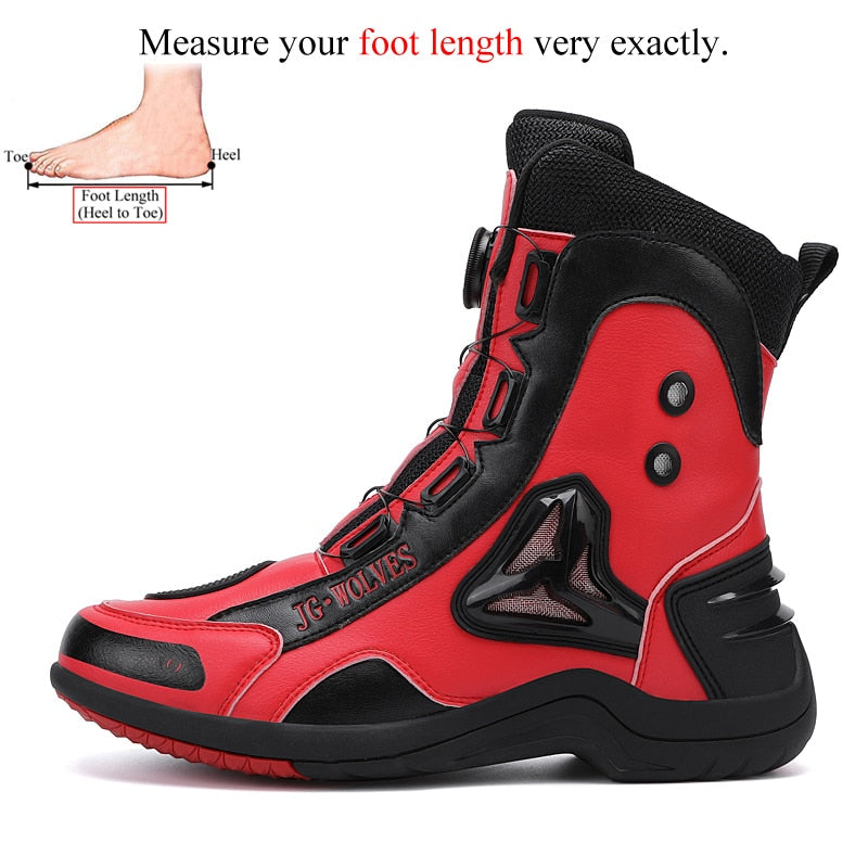 Professional Men Motorcycle Boots Microfiber Leather Waterproof Quick Lacing Big Size 46 47